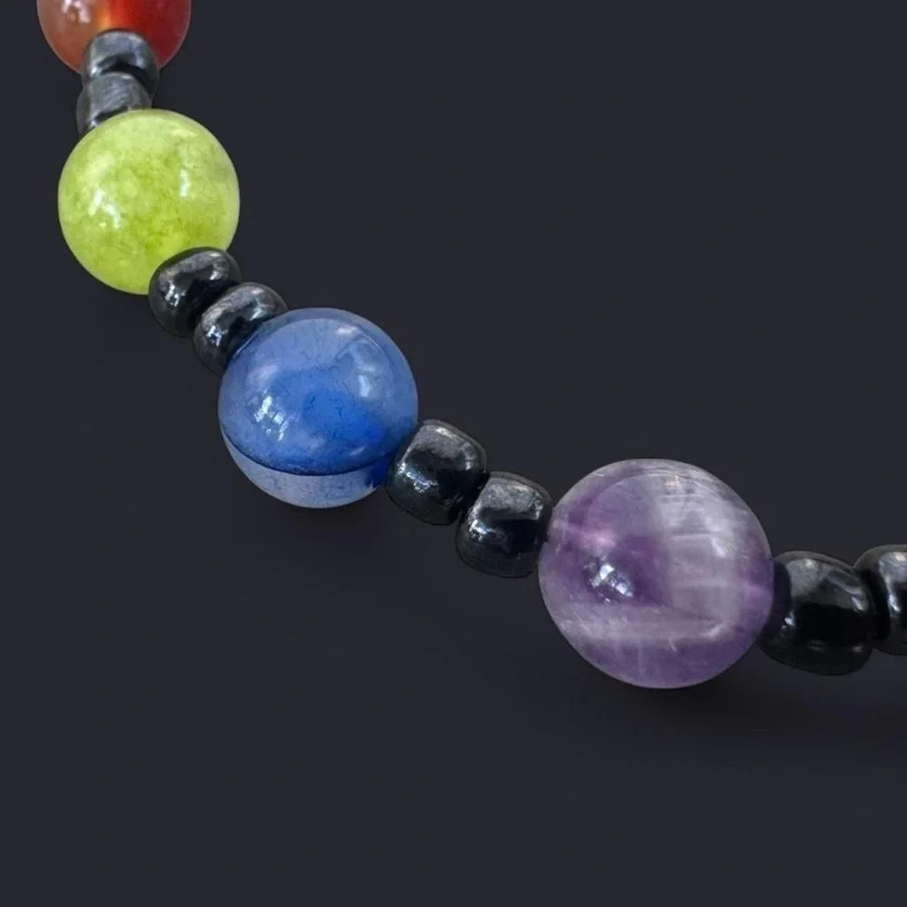 Multicolor Mixed Stones Adjustable Bead Bracelet